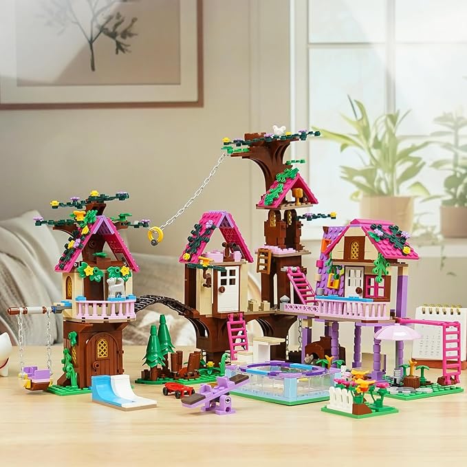 Tree House Building Set Compatible with Lego Friends, 1050 PCS Forest House Building Kit Birthday Gift for Kids Girls Age 6-12 Years（7682）