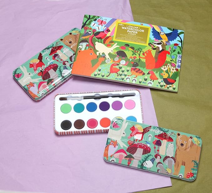 eeBoo: Watercolors Paint Set/12 Colors, Paint Brush Included, Comes in a Portable Tin Set, Easy to Close, Perfect for Watercolor Painting, Hand Crafts with Paints and Other Artworks