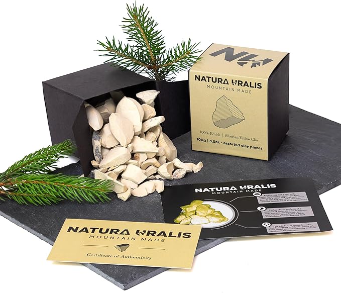 Siberian Yellow Clay | 7oz of Natural Yellow Clay, Pastel to Golden Yellow - Amazing Crunch, Satisfying Earthy, Velvety and Firm Texture, ASMR Sensation