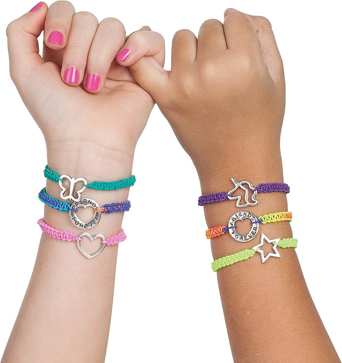 Creativity for Kids Friends Forever Bracelet Craft Kit - Create DIY 6 Friendship Charm Bracelets - Complete Kids Jewelry Kit