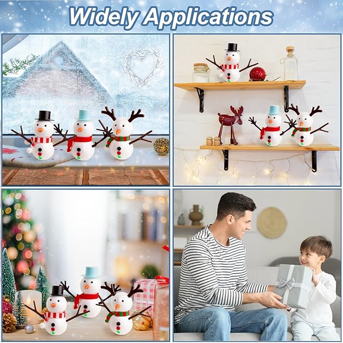 MZfowsen 12Pack Snowman Crafts Kits for Kids, Arts and Crafts for Kids, Build a Snowman Making Kit for Winter Party Favors Supplies