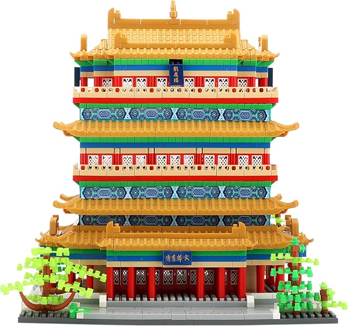 Chinese Architecture Micro Building Blocks Set Stork Tower Collectible 2196PCS Creative Toy Building Sets for Adults and Kids Age 14+