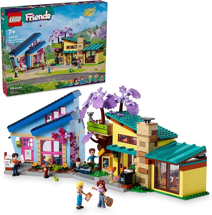 LEGO Friends Olly and Paisley's Family Houses Toy for Kids with 5 Mini-Doll Figures for Creative Play, Two-Story Home with Treehouse Toy, Dollhouse Toy Gift Idea for Girls and Boys Ages 7+, 42620