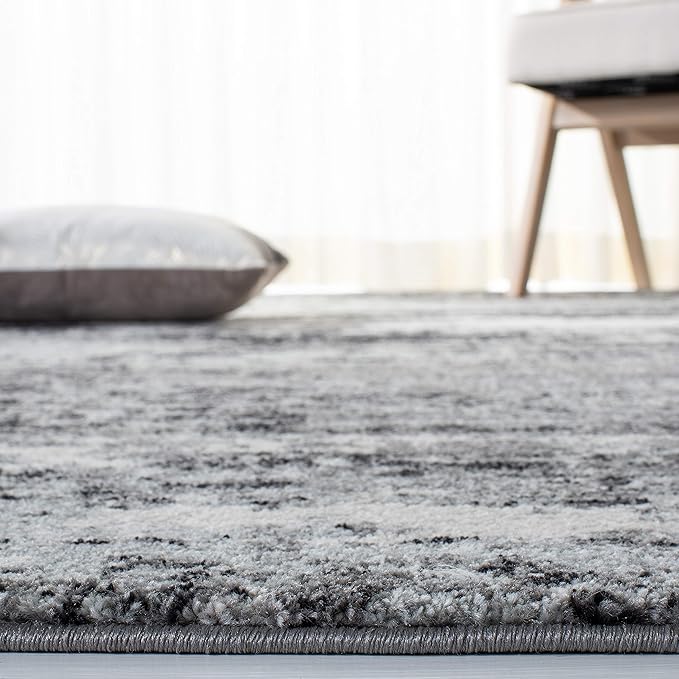 SAFAVIEH Evoke Collection 2'2" x 7' Ivory/Dark Grey EVK272G Modern Abstract Non-Shedding Entryway Foyer Living Room Bedroom Kitchen Runner Rug