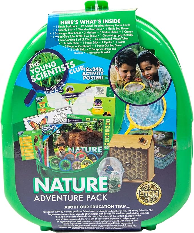 Nature Adventure Pack by Horizon Group USA, Nature Kit for Kids, Includes Hands-On Guide, 14+ Activities, Reusable Backpack, 42-Piece Card Game, Scavenger Hunt & More, Multi