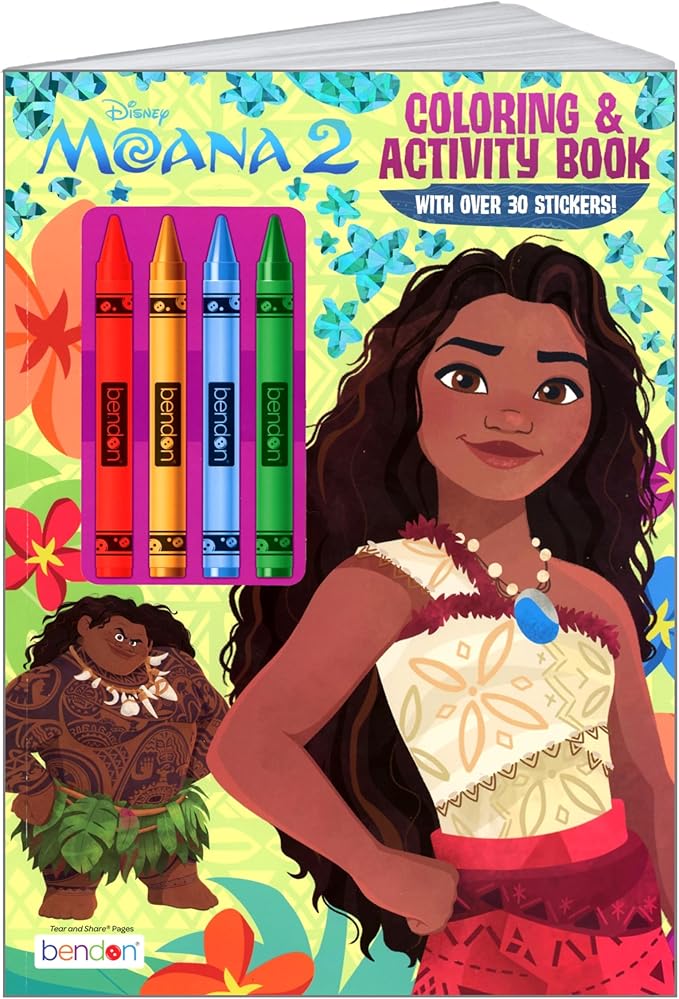 Disney Moana Coloring Book and Stickers Set - Bundle Includes Moana Coloring Book, Moana Stickers, and 2-Sided Door Hanger, and More