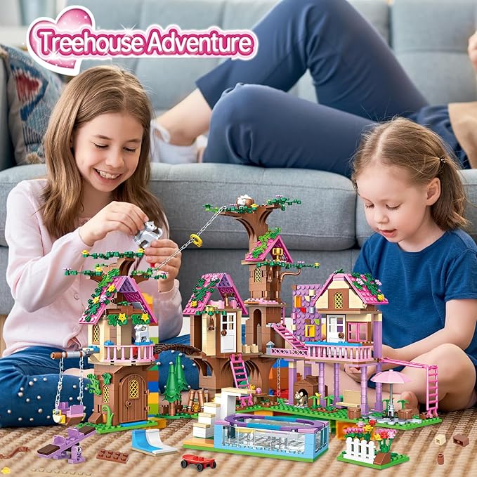 Tree House Building Set Compatible with Lego Friends, 1050 PCS Forest House Building Kit Birthday Gift for Kids Girls Age 6-12 Years（7682）