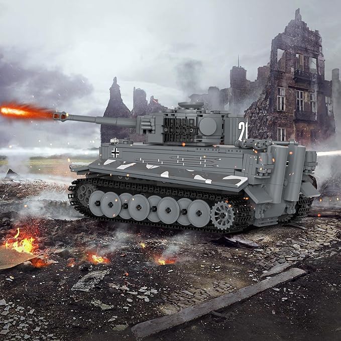 JMBricklayer Tank Building Sets for Adults or Boys - WW2 Military RC Tiger Army Tank Model Toy, Armed Construction Vehicle Set Ideal Gifts Toys 61501