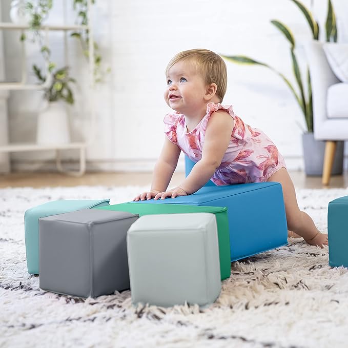 ECR4Kids Softzone Foam Big Building Blocks, Soft Play for Kids (7-Piece Set), Toddler blocks, Contemporary