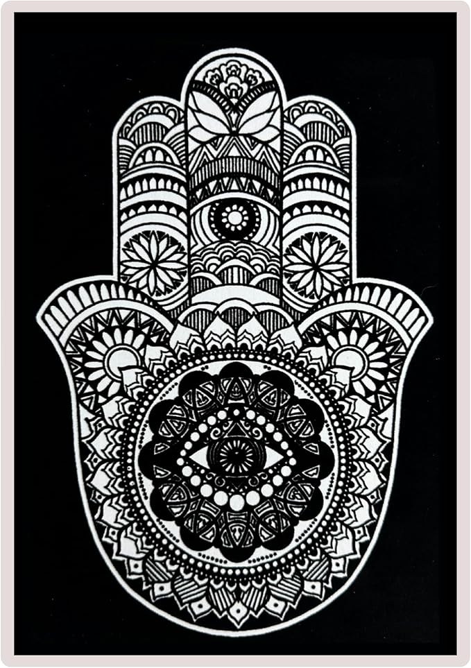 Hand of Fatima Velvet Coloring for Kids and Adults- Small Picture 11.75” x 8.25”- Ideal for Travel- Boys and Girls 3+