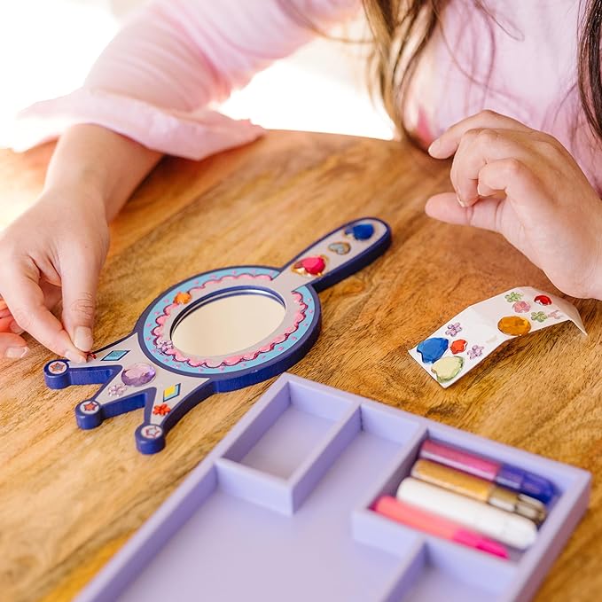 Melissa & Doug Decorate-Your-Own Wooden Princess Mirror Craft Kit