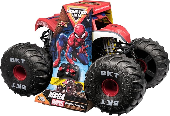 Monster Jam Marvel Mega Spider-Man RC Monster Truck, All-Terrain, Over 2 Feet Long, 1:6 Scale, Super Hero Kids Toys for Boys and Girls Ages 4+