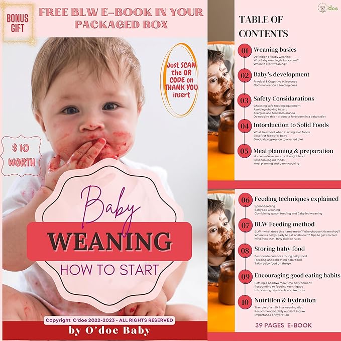 O'doe 17-Piece BPA-Free Silicone Baby Feeding Set | Thick & Soft Suction Plates, Baby Bowls, Wooden Fork & Spoon, and More | Make Mealtime Fun and Easy for Your Little One (Purple, V2)