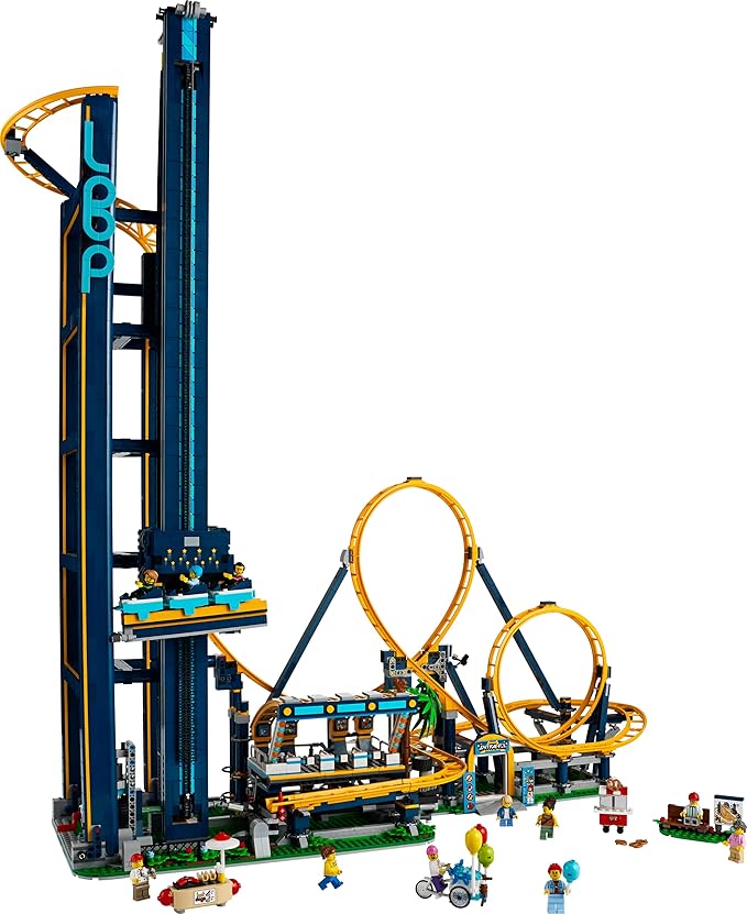 LEGO Icons Loop Coaster Set 10303, Model Building Kit for Adults, Amusement Park Funfair Track with Passenger Train, Great Gift Idea