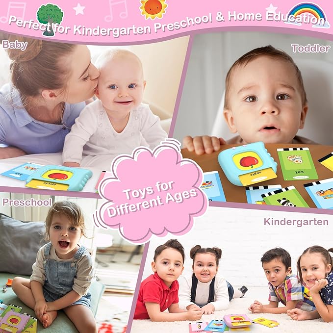 Girls Birthday Gift, Toddler Toys for 1 2 3 4 5 Year Old Girls Gift Idea, 224 Sight Words Talking Flash Cards, Montessori Learning toys, Educational Sensory Toys for Autism, Pocket Speech Theraphy Toy