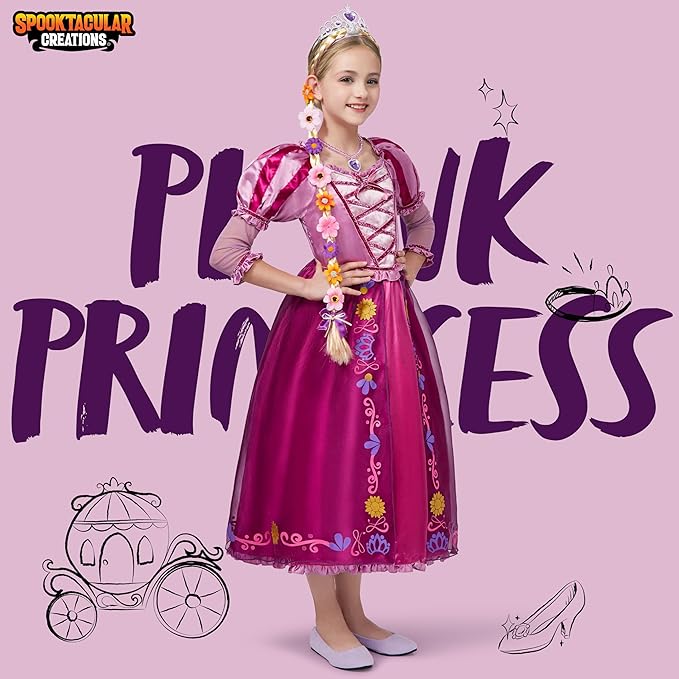 Spooktacular Creations Halloween Girl Princess Costume, Light Purple Princess Dress, Puff Sleeve Dress for Toddler Roleplay