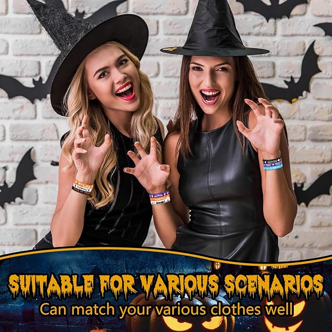 200 Pcs Halloween Rubber Wristbands Halloween Silicone Bracelets Trick or Treat for Kids Halloween Party Favors for Kids Kids' Play Bracelets for Gifts Goodie Bag Fillers, 10 Styles