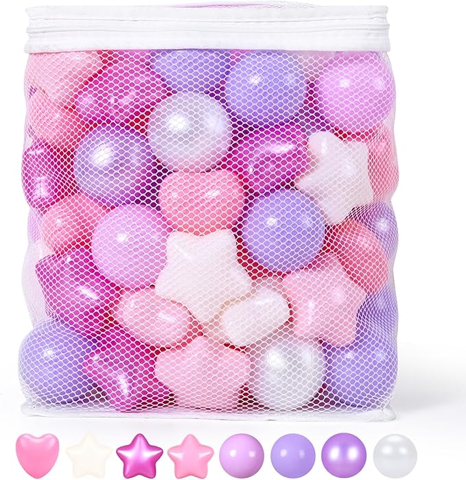 GOGOSO Shape Ball Pits Balls, Star Heart Plastic Play Balls for Toddlers Kids Children, DIY Giant Friendship Bracelet Banner