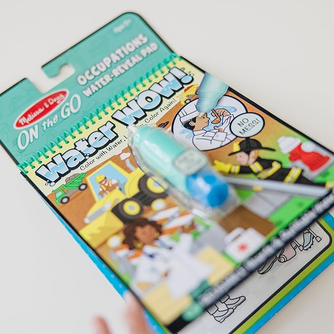 Melissa & Doug On The Go Water Wow! Reusable Water-Reveal Activity Pad- Occupations - Party Favors, Stocking Stuffers, Travel Toys For Toddlers, Mess Free Coloring Books For Kids Ages 3+