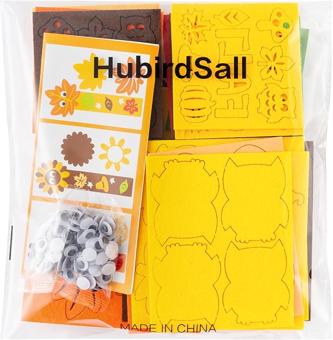 HubirdSall 24 Pack Fall Felt Bookmark Craft Kit, Make Your Own Thanksgiving Bookmarks with Football Turkey Pumpkin Owl Sunflower DIY Birthday Party Gift for Kids School Classroom Prize Art Activities