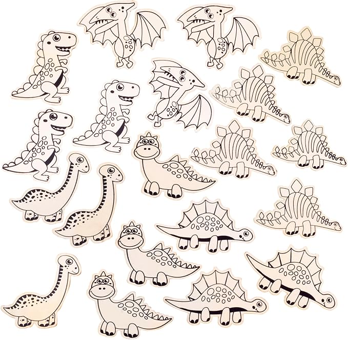 Set of 24 Valentines Cards for Kids Classroom - Valentine's Day Dinosaur Wood Painting Kits for Kids School - Each Valentines Gift Includes Complete Craft Kit & Card for Boys Girls Classroom Exchange