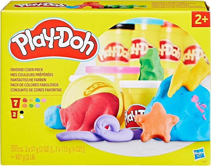 Play-Doh 9 Pack Favorite Color Set, Assorted Colors, 2 & 4 Ounce Modeling Compound Cans, Kids Arts & Crafts, Preschool Toys for 2 Year Old Girls & Boys & Up (Amazon Exclusive)