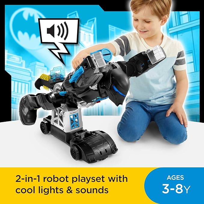 Fisher-Price Imaginext DC Super Friends Batman Toy Bat-Tech Batbot Playset 2-Ft-Tall Robot with Lights & Sounds for Pretend Play Kids Ages 3+ Years