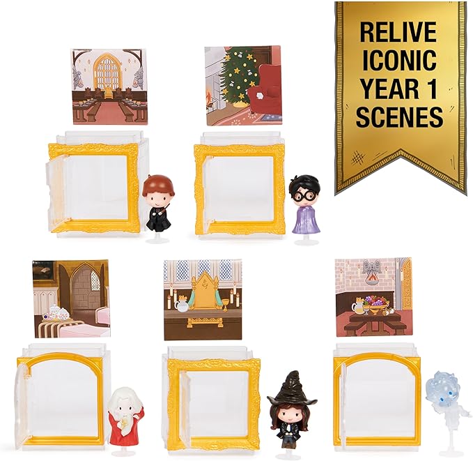 Wizarding World Harry Potter, Micro Magical Moments Hogwarts 5-Pack Figures Set & Display Cases (Amazon Exclusive), Kids Toys for Ages 6 and up