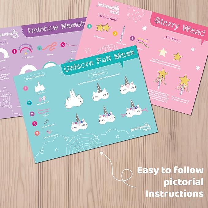 jackinthebox Unicorn Craft kit for 3 to 5 Year olds, 3 Craft Projects, Great Gift for Kids Ages 3 4 5 Years,Craft kit for Kids, No Mess Art for Kids, Craft Kits & Supplies, DIY Creative Activity