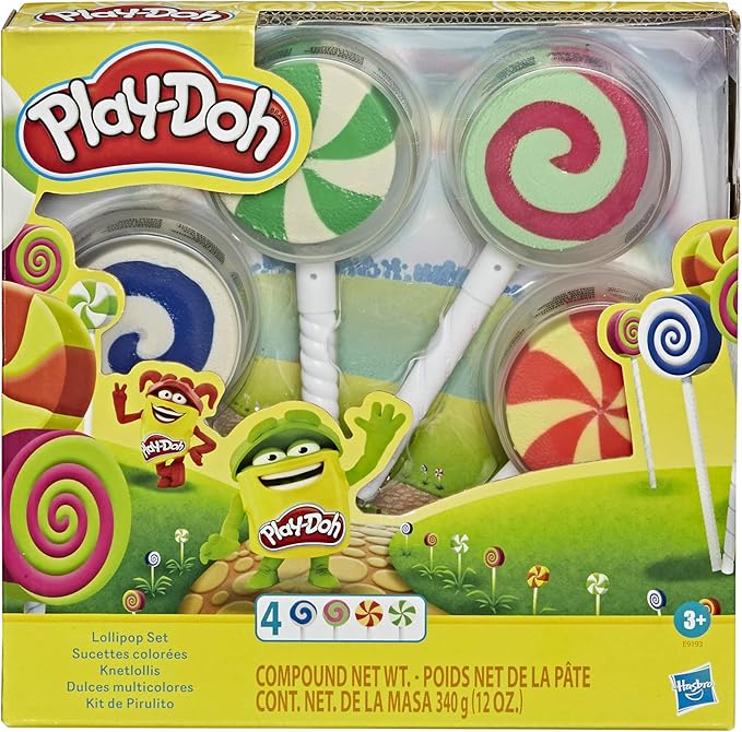 Play-Doh Lollipop 4-Pack of Pretend Play Candy Molds Filled with 3 Ounces of Non-Toxic Modeling Compound for Kids 3 Years and Up