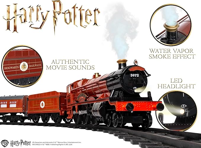 Lionel Battery-Operated Hogwarts Express Toy Train Set with Bluetooth, Locomotive, Train Cars, & Track with Authentic Train Sounds, Lights, & Water Vapor Smoke Effects for Kids 4+