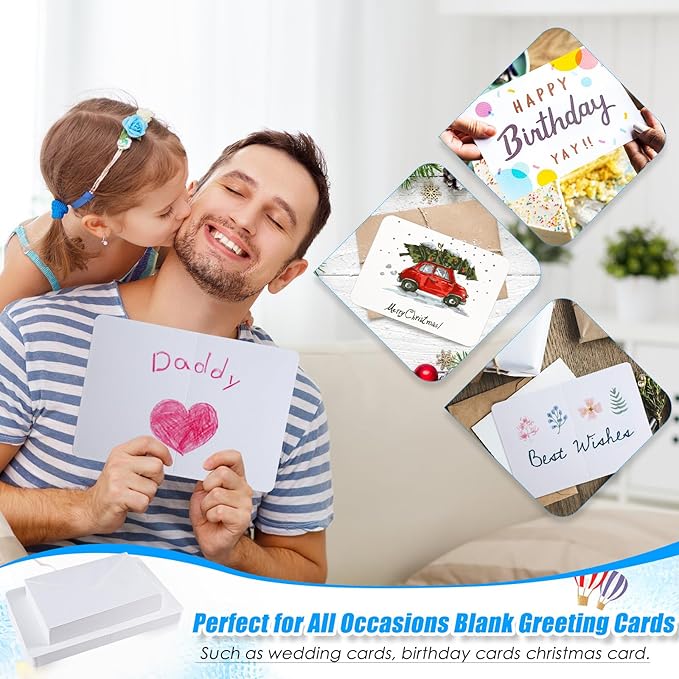 Sabary 100 Pcs Blank Watercolor Cards and Envelopes Set 140lb Heavyweight White Blank Cards Watercolor Greeting Cards Bulk for Painting Invitations Notes Wedding(5 x 7 Inch)