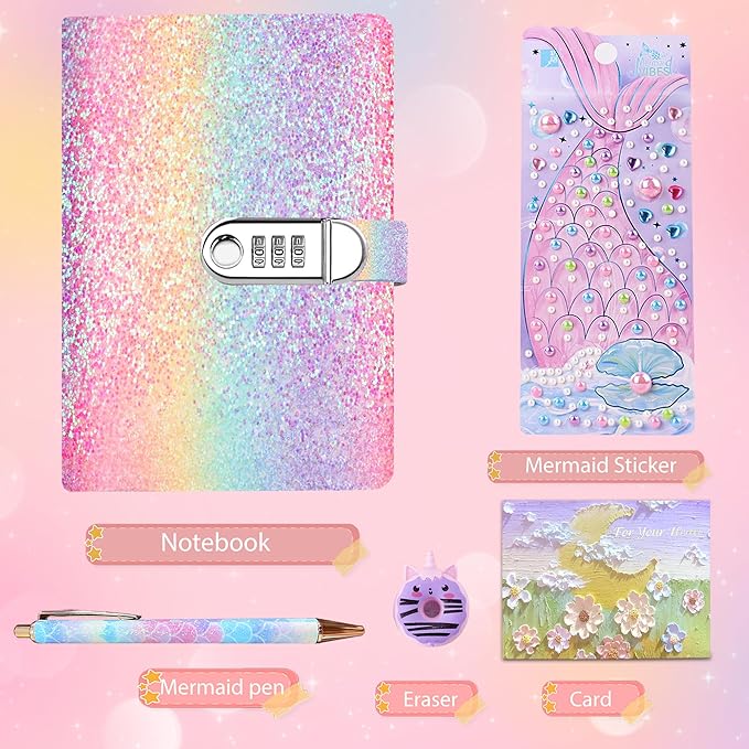 Diary with Lock for Girls, Kids Journal School for Teen Girls, Secret Diary Gifts for 9 10 11 12 Year Old Girls, Kids Journals Set for Ages 8-12 Teenage