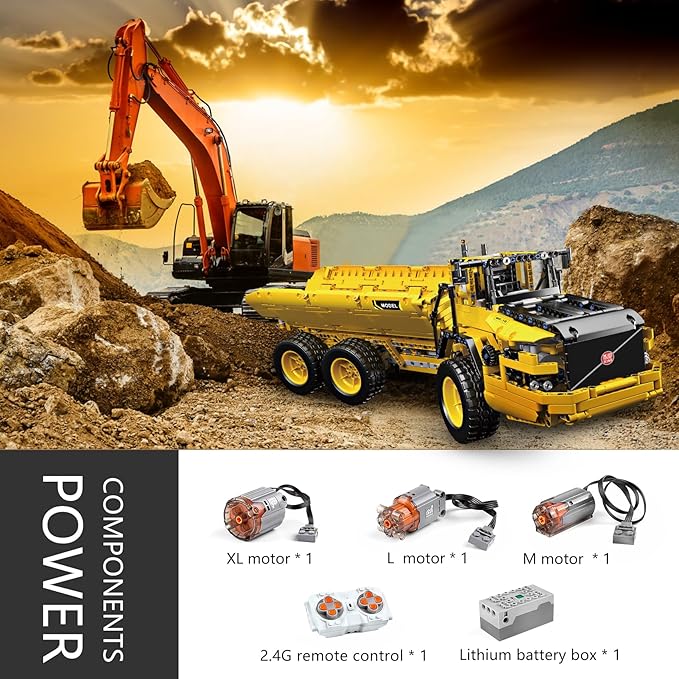 Mould King 17010 Engineering Dump Truck Building Block Kits, MOC Building Blocks Set to Build, Gift for Kids Age 8+/Adult Collections Enthusiasts(1888 Pieces with Motor/APP Remote Control)