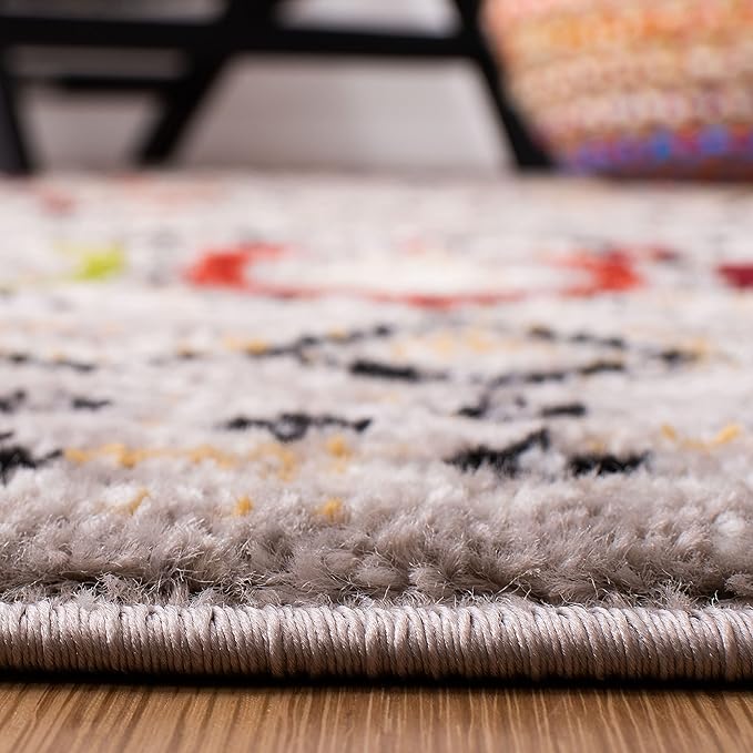 SAFAVIEH Amsterdam Collection Runner Rug - 2'3" x 6', Light Grey & Multi, Moroccan Boho Design, Non-Shedding & Easy Care, Ideal for High Traffic Areas in Living Room, Bedroom (AMS108G)