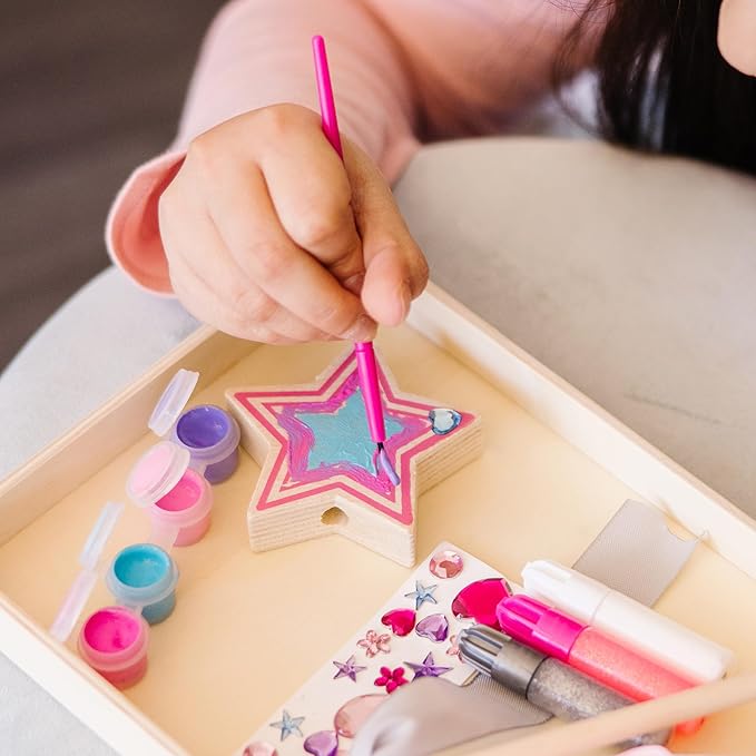 Melissa & Doug Created By Me Paint & Decorate Your Own Wooden Princess Wand Craft Kit, Pink Princess Crafts Great For Rainy Days, Toys For Kids Ages 4+