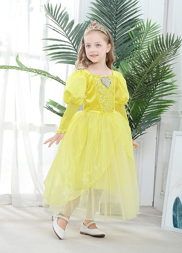 Dressy Daisy Girls Princess Dress Up Costume Mermaid Halloween Xmas Birthday Parties Long Sleeve Size 4-5 Yellow