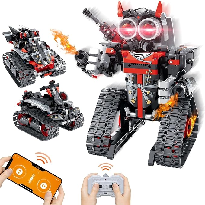 Remote Control Robot Building Kit for Boys 6-12, 3-in-1 STEM Remote & APP Controlled Coding Gear Robot/Tank/RC Car, 419 Pcs Science Learning Educational Building Blocks Toy Set Gift for Kids