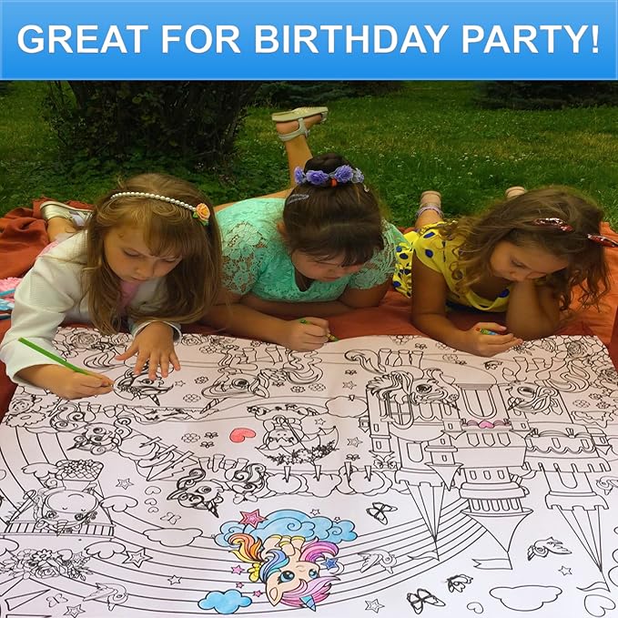 Unicorn Coloring Poster for Kids at Birthday Party - Giant Coloring Posters for Girls - Extra Large Coloring Sheets - Super Huge Coloring Pages - Jumbo Coloring Floor Wall Size Big Coloring Book