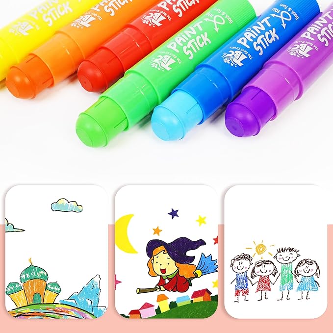 TBC The Best Crafts Paint Sticks, 6 Classic Colors, Washable, Non- Toxic, Tempera Paint Sticks for Kids and Student(6 Colors)