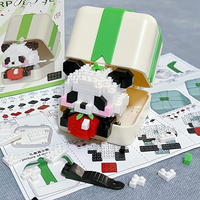 Mini Building Blocks Cute Pet Gift Box Panda Party Favors - Miniature Building Blocks Panda Toys Suitable for Birthday for Boys and Girls