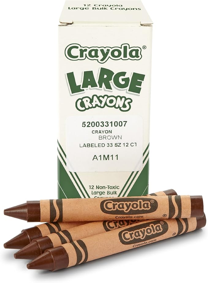 Crayola Large Crayons, Brown, Art Tools for Kids, 12 Count