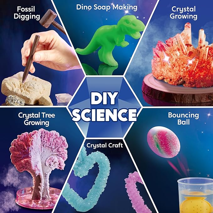 Klever Kits Jumbo Science Kits- 130+ Experiments Educational Toys, STEM Activities with Growing Crystal Tree, Fruit Circuits and Chemistry Set, Christmas Birthday Gifts for Kids