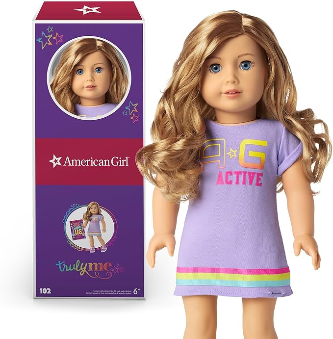American Girl Truly Me 18-inch Doll #102 with Blue Eyes, Strawberry-Blonde Hair, Lt-to-Med Skin, T-shirt Dress, For Ages 6+
