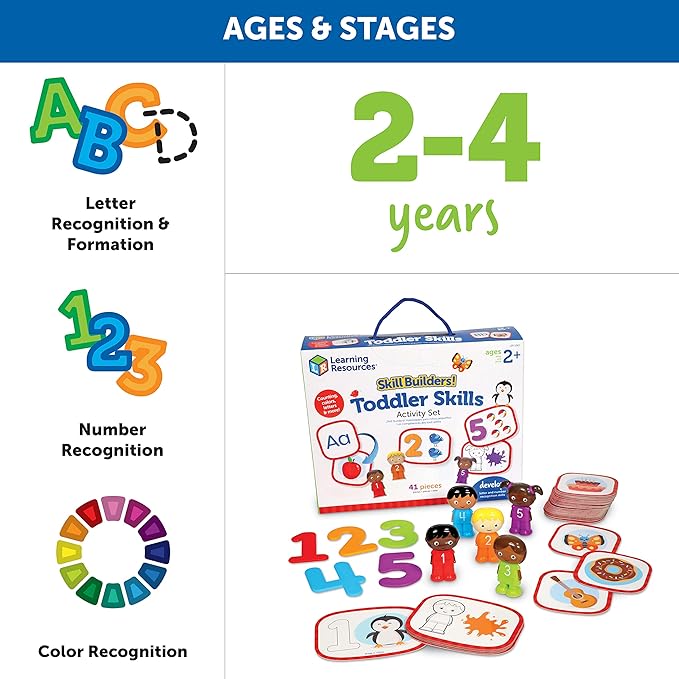 Learning Resources Skill Builders! Toddler Skills - Toddler Learning Materials, Homeschool Preschool Supplies, Teaching Cards for Toddlers, Ages 2+,41 Piece Set