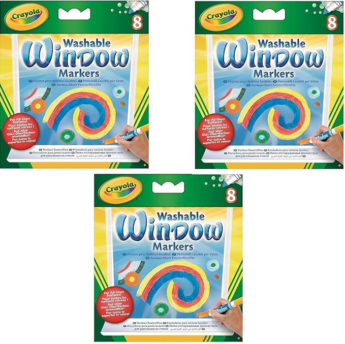 Crayola; Washable Window Markers; Art Tools; 8 Works on All Glass Surfaces [Set of 3]