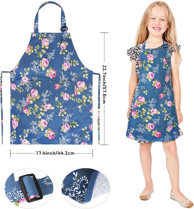 Kyson Girls Old Lady Costume for Kids 9 Pcs 100th Days of School Granny Wig Apron Outfit Halloween Dress Up Accessories