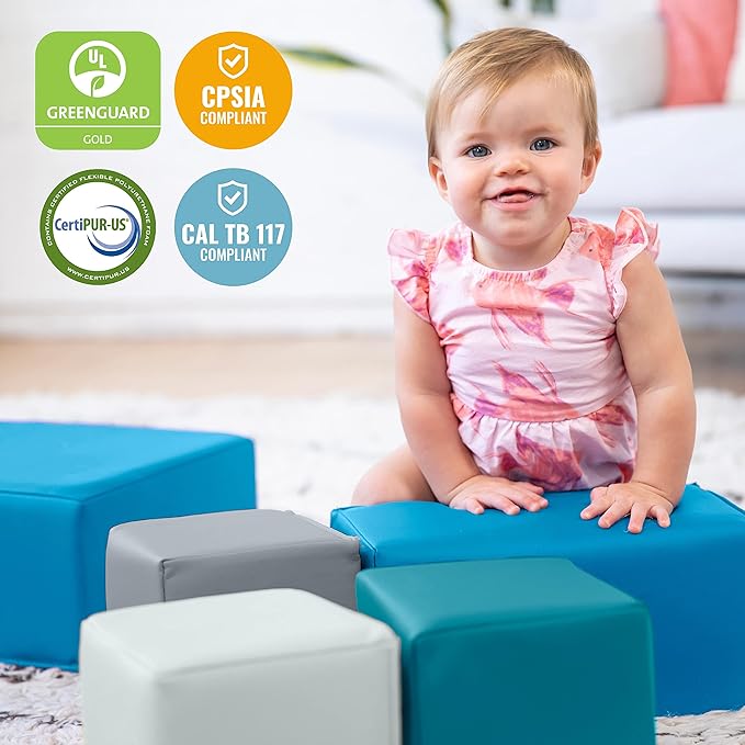 ECR4Kids Softzone Foam Big Building Blocks, Soft Play for Kids (7-Piece Set), Toddler blocks, Contemporary