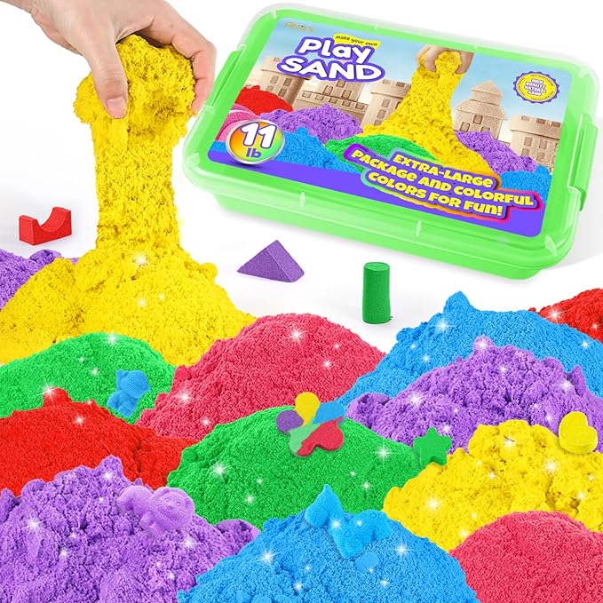 Play Sand Kit for Sandbox 11lb Oversized Package Magic Sand Bulk Sensory Sand Kit for Kids Boys and Girls (Green Tray)