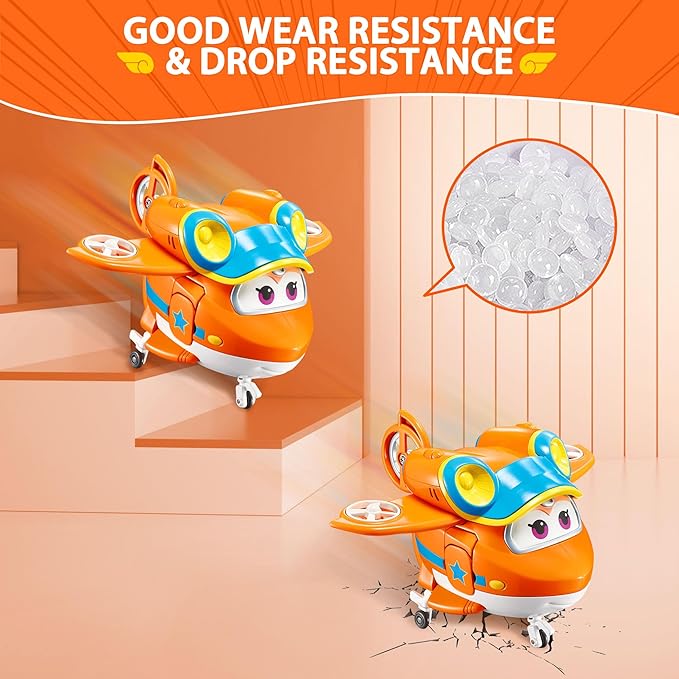 Super Wings 5" Transforming Sunny, Airplane Toys Vehicle Action Figure, Season 5 Plane to Robot in 10 Steps, Birthday Gifts for 3 4 5 year old Boys Girls Preschool Kids, Orange